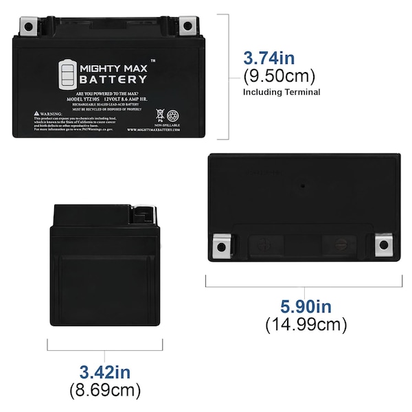 YTZ10S 12V 8.6AH Replacement Battery Compatible With Yamaha R1 1000 World YZFR1BGPC 12 - 3PK